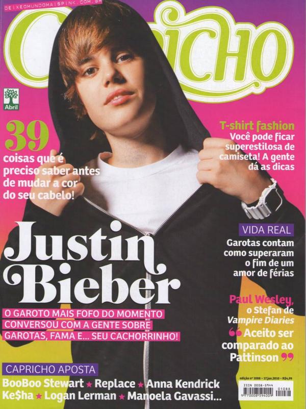 Justin is featured in Brazil's teen magazine Capricho. capa